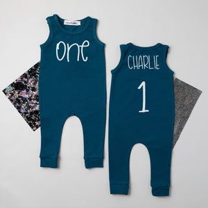 One Minimalist 1st Birthday Sleeveless Outfit