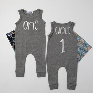 One Minimalist 1st Birthday Sleeveless Outfit