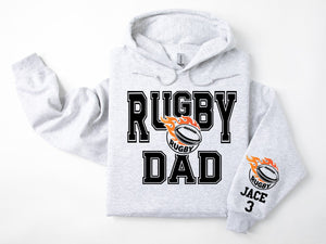 Rugby Personalized Hoodie Sweatshirt for Mom, Dad or Family Supporters