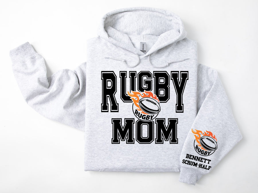 Rugby Personalized Hoodie Sweatshirt for Mom, Dad or Family Supporters