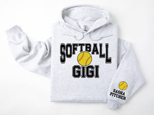 Softball Personalized Hoodie Sweatshirt for Mom, Dad or Family Supporters