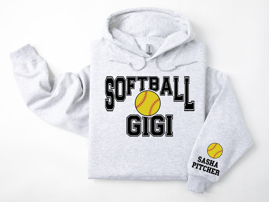 Softball Personalized Hoodie Sweatshirt for Mom, Dad or Family Supporters