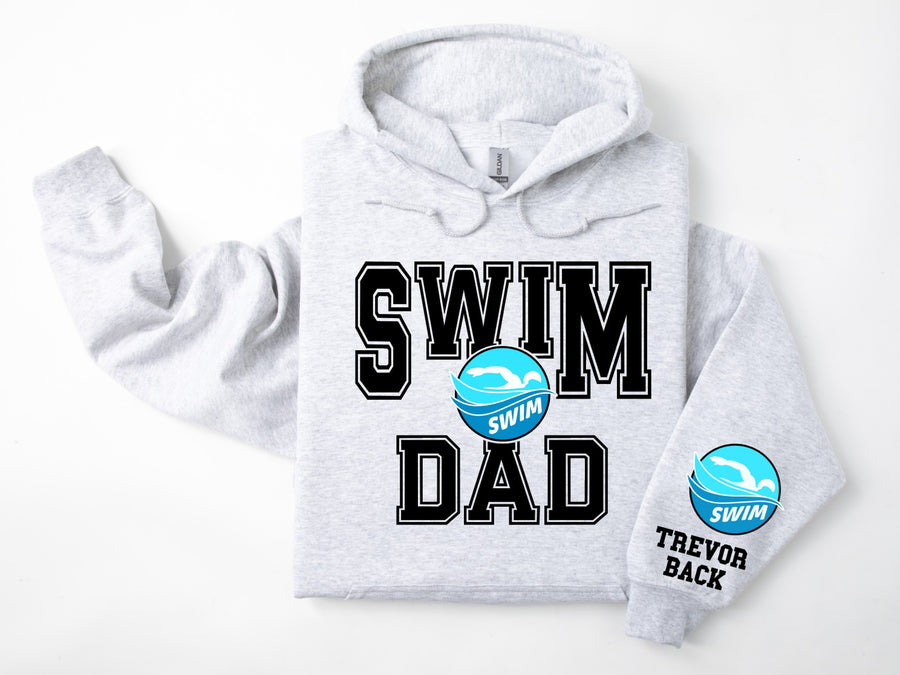 Swim Personalized Hoodie Sweatshirt for Mom, Dad or Family Supporters