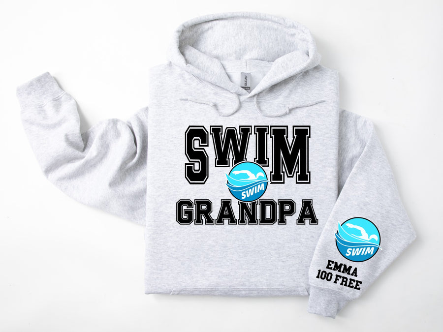 Swim Personalized Hoodie Sweatshirt for Mom, Dad or Family Supporters