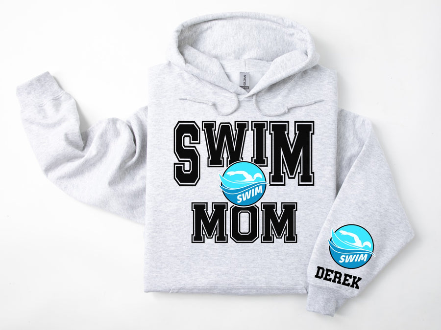 Swim Personalized Hoodie Sweatshirt for Mom, Dad or Family Supporters