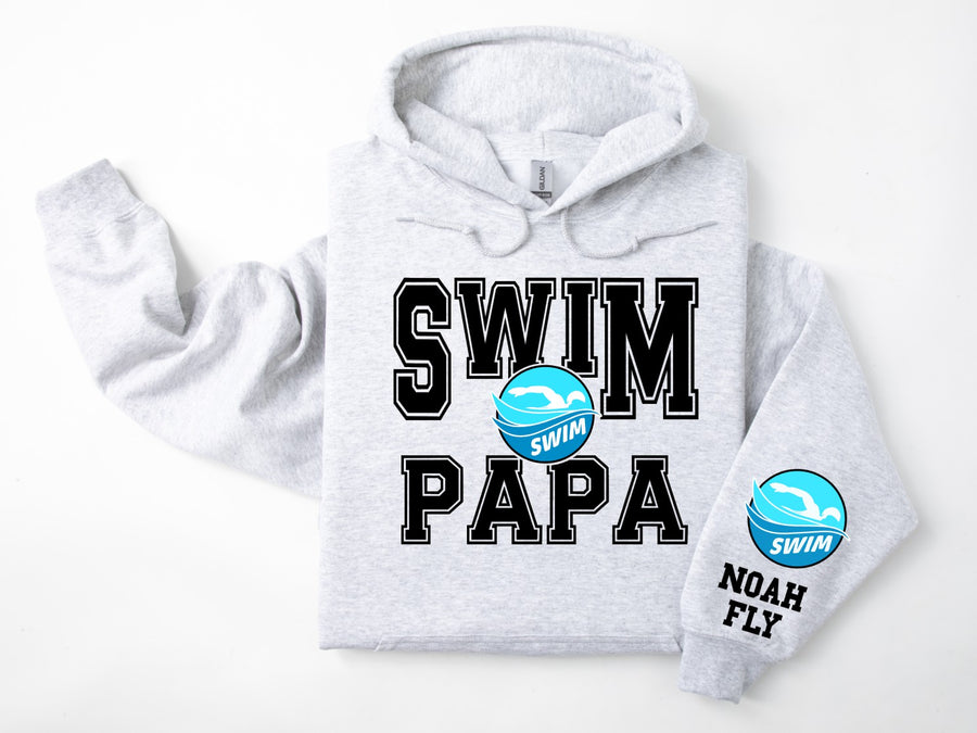 Swim Personalized Hoodie Sweatshirt for Mom, Dad or Family Supporters