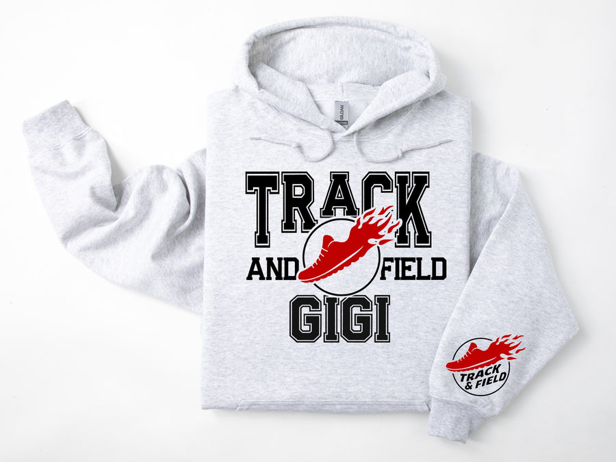 Track and Field Personalized Hoodie Sweatshirt for Mom, Dad or Family Supporters