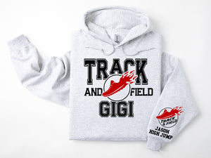 Track and Field Personalized Hoodie Sweatshirt for Mom, Dad or Family Supporters