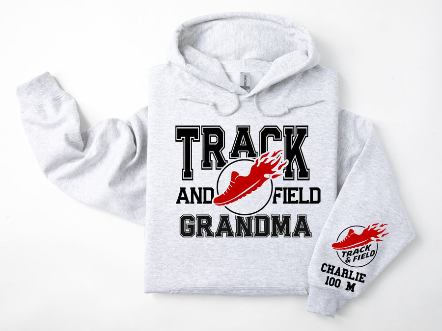 Track and Field Personalized Hoodie Sweatshirt for Mom, Dad or Family Supporters