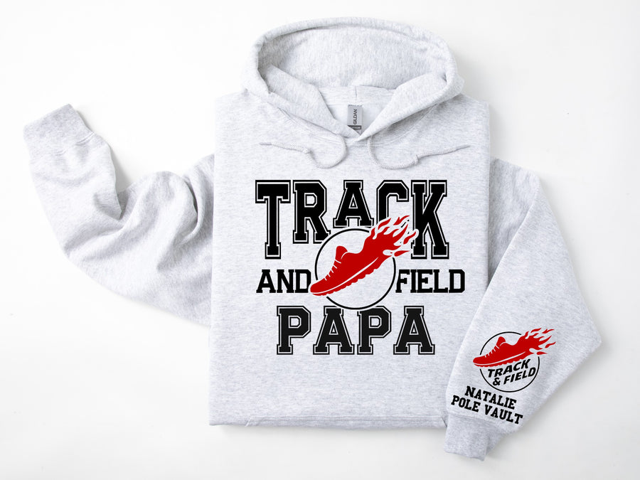 Track and Field Personalized Hoodie Sweatshirt for Mom, Dad or Family Supporters