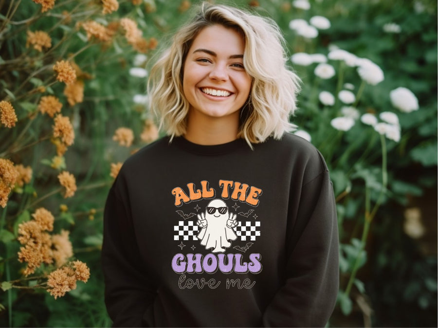 All The Ghouls Love Me Adult Halloween Sweatshirt