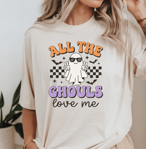 All The Ghouls Love Me Retro Adult Halloween T-shirt