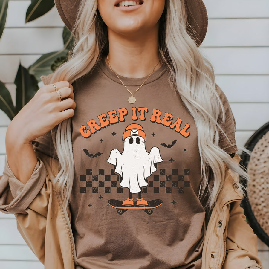 Creep It Real Retro Adult Halloween T-shirt