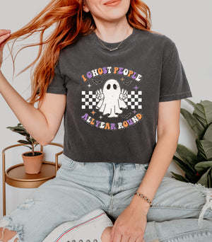 I Ghost People All Year Round Retro Adult Halloween T-shirt