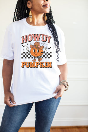 Howdy Pumpkin Halloween Adult T-shirt