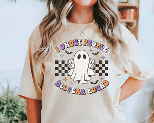 I Ghost People All Year Round Retro Adult Halloween T-shirt