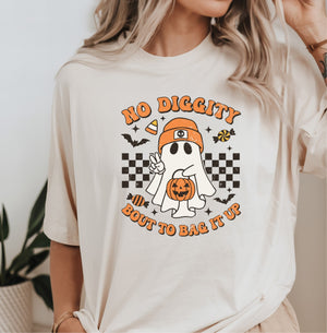 No Diggity, Bout To Bag It Up Retro Adult Halloween T-shirt