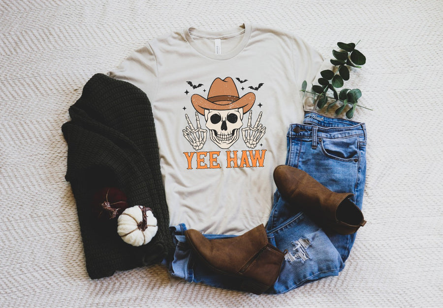 Yee Haw Retro Halloween Adult T-shirt