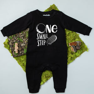 One Small Step Space Themed Long Sleeved Personalized Romper