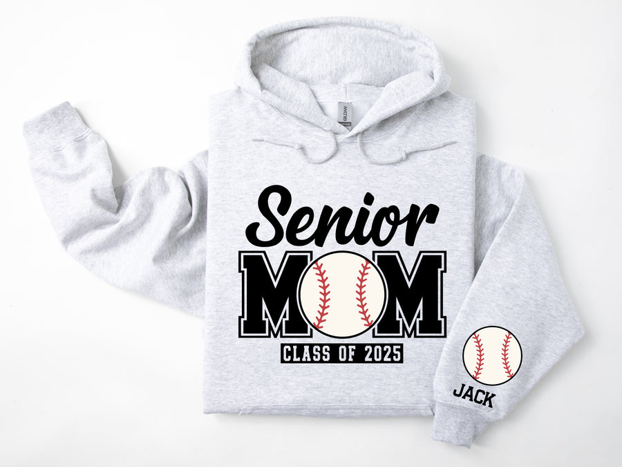 Senior Mom Personalized Baseball Hoodie Sweatshirt