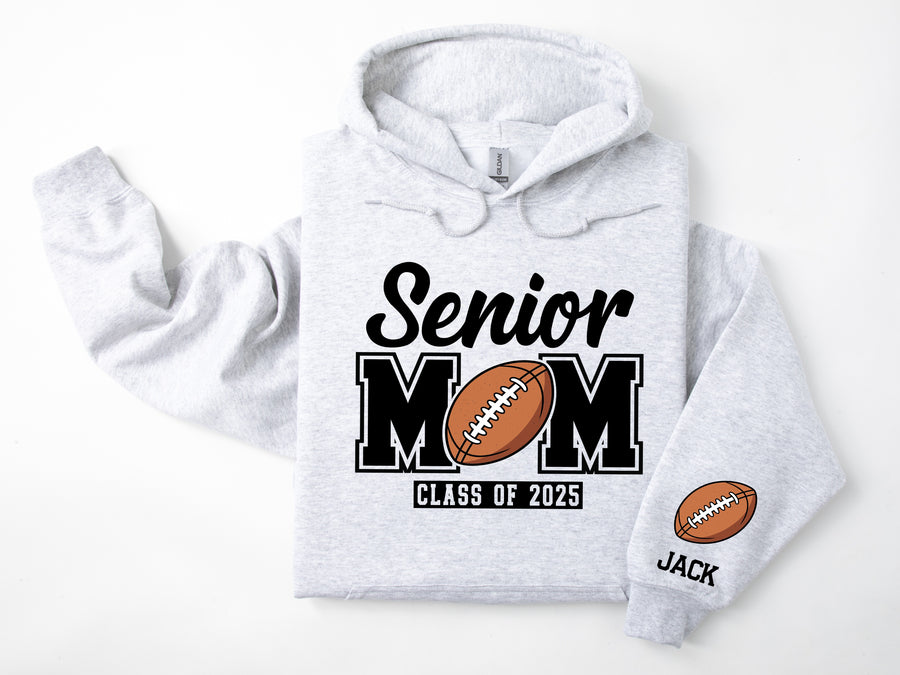 Senior Mom Personalized Football Hoodie Sweatshirt