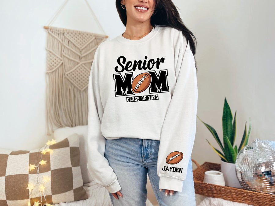 Senior Mom Personalized Football Sweatshirt