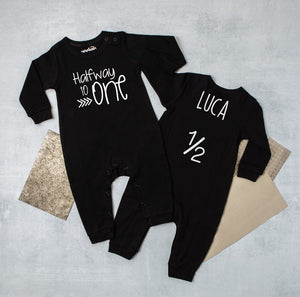 Halfway to One Birthday Long Sleeved Personalized Romper