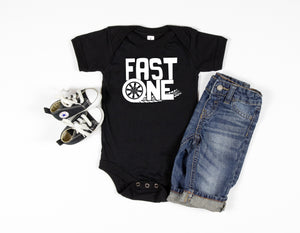 "Fast One" 1st Birthday Racing Theme T-shirt or Bodysuit