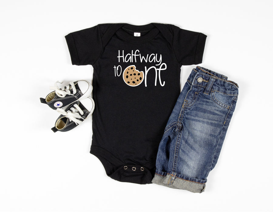 Halfway to One Cookie Personalized Half Birthday T-shirt or Bodysuit