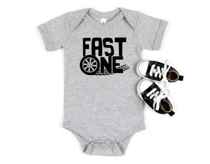 "Fast One" 1st Birthday Racing Theme T-shirt or Bodysuit