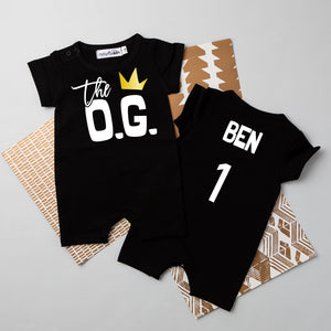 The OG Hip Hop Themed Slim Fit Shorts Personalized 1st Birthday Romper