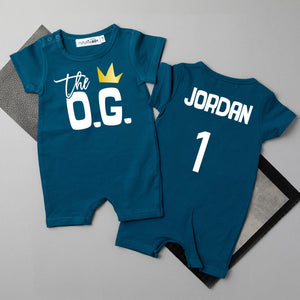 The OG Hip Hop Themed Slim Fit Shorts Personalized 1st Birthday Romper