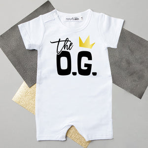 The OG Hip Hop Themed Slim Fit Shorts Personalized 1st Birthday Romper