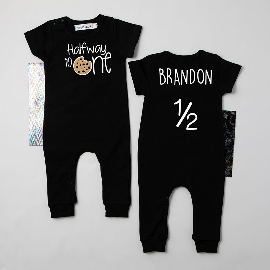 Cookie Halfway to One Half Birthday Personalized Romper