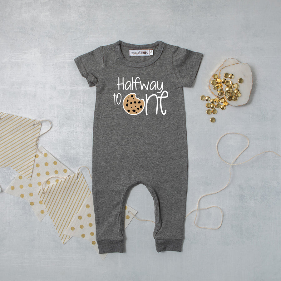 Cookie Halfway to One Half Birthday Personalized Romper