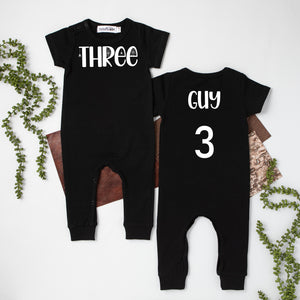 Three Spiderweb 3rd Birthday Slim Fit Short Sleeve Romper