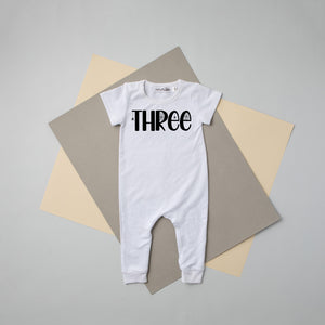 Three Spiderweb 3rd Birthday Slim Fit Short Sleeve Romper