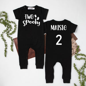 Two Spooky 2nd Halloween Themed Birthday Slim Fit Romper