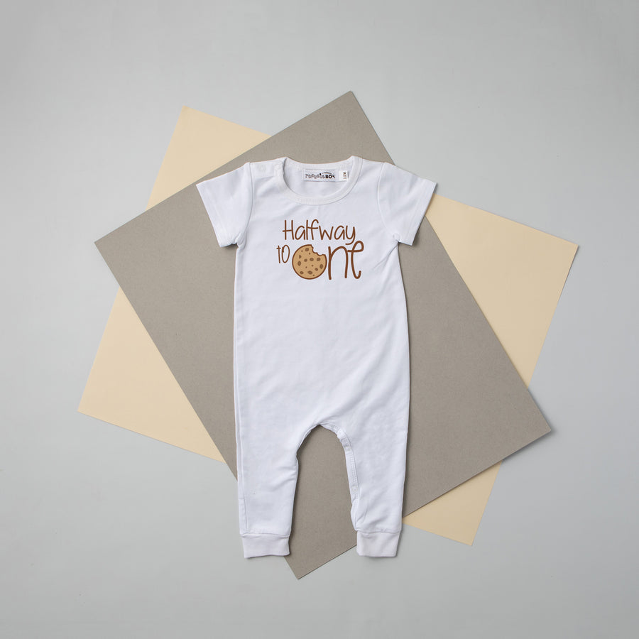 Cookie Halfway to One Half Birthday Personalized Romper