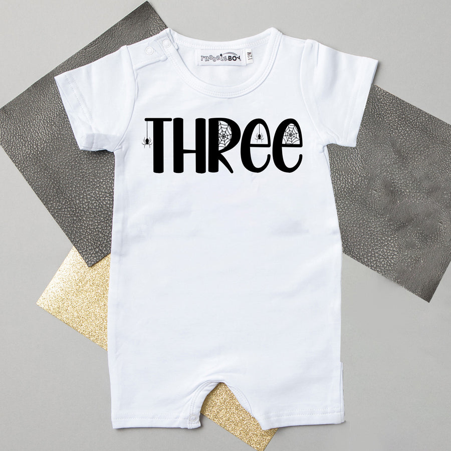 Three Spiderweb 3rd Birthday Slim Fit Shorts Romper