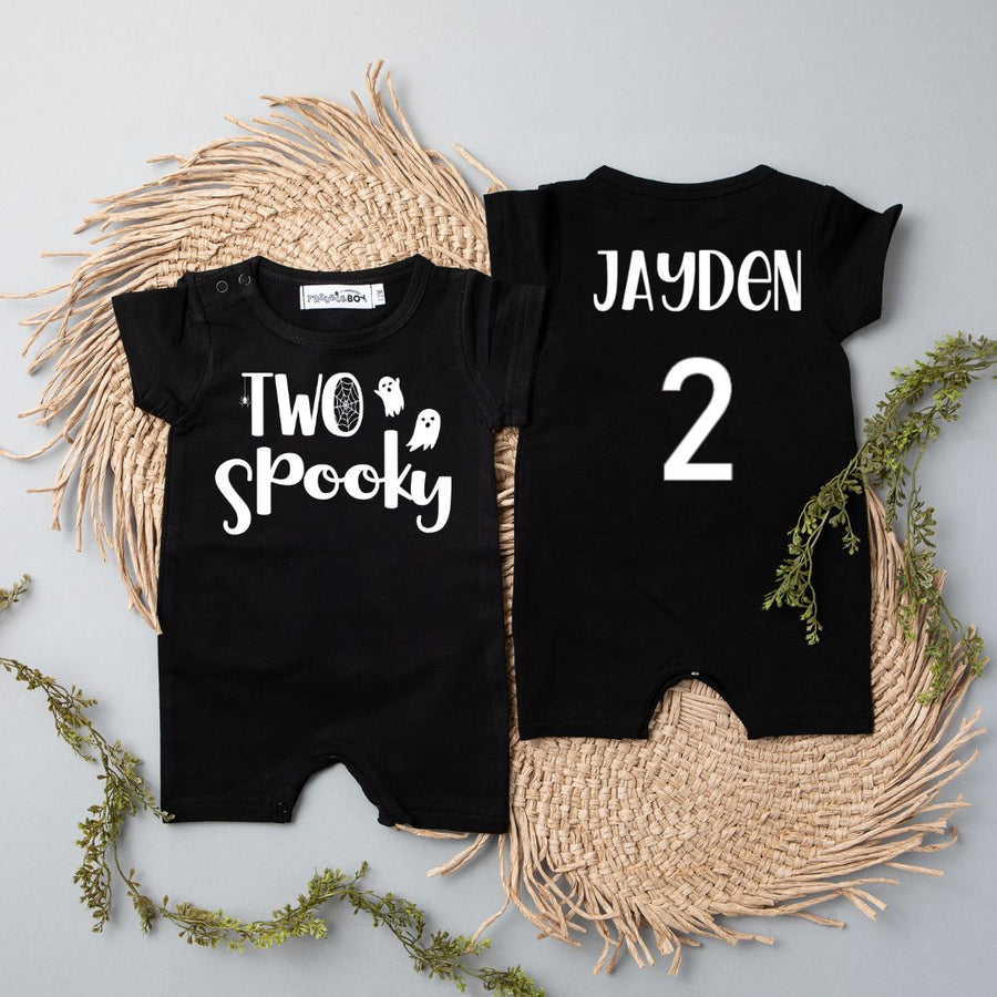 Two Spooky 2nd Halloween Themed Birthday Slim Fit Shorts Romper