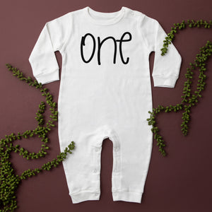 Minimalistic One Long Sleeved Personalized Romper for 1st Birthday