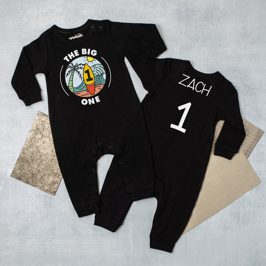 "The Big One" Surf-themed Long Sleeved Personalized 1st Birthday Romper