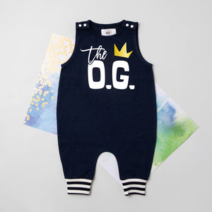The OG Hip Hop Themed Striped Cuff Personalized 1st Birthday Romper