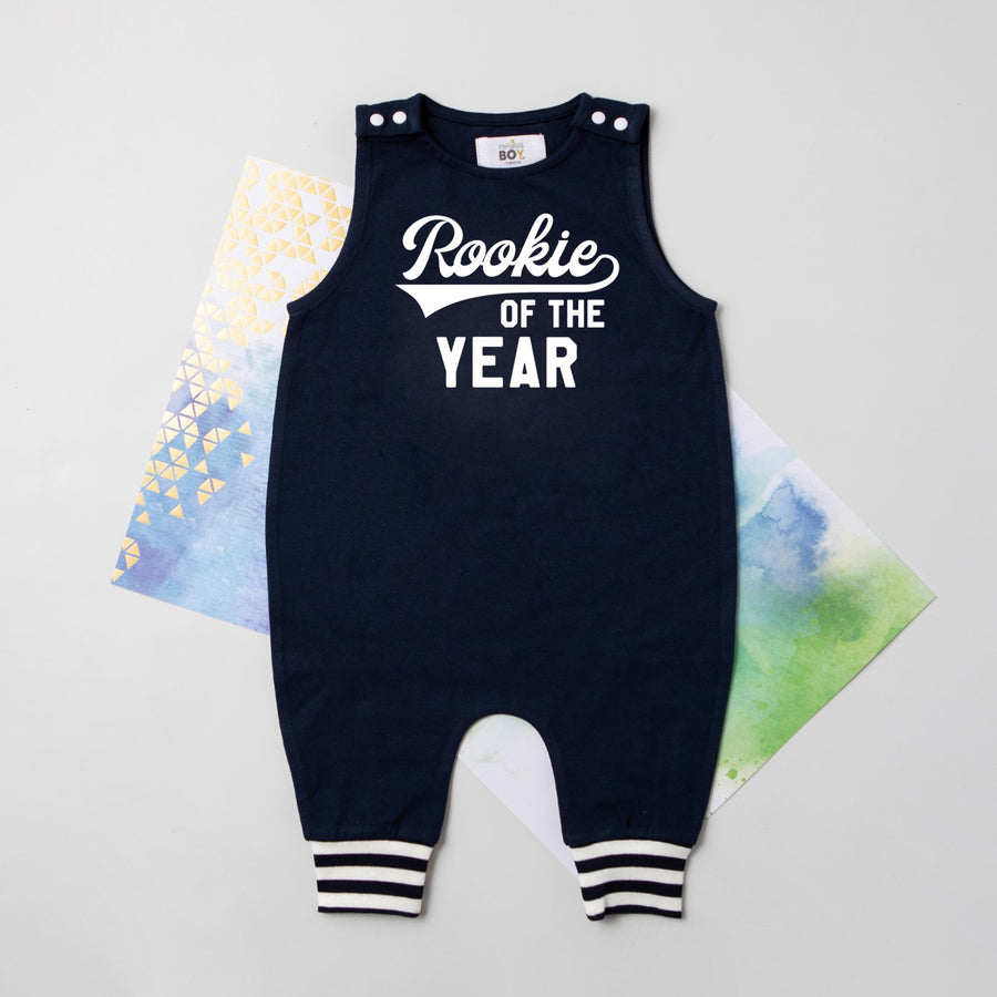 "Rookie of the Year" Romper with Striped Cuff