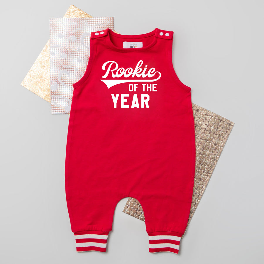 "Rookie of the Year" Romper with Striped Cuff