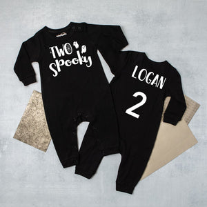 Two Spooky Halloween Themed Long-Sleeved 2nd Birthday Romper