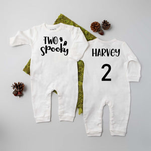 Two Spooky Halloween Themed Long-Sleeved 2nd Birthday Romper