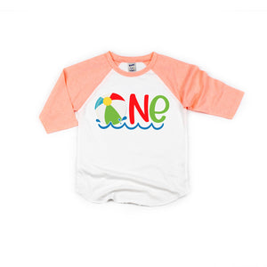 One Beach Ball Personalized Raglan