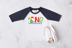 One Beach Ball Personalized Raglan